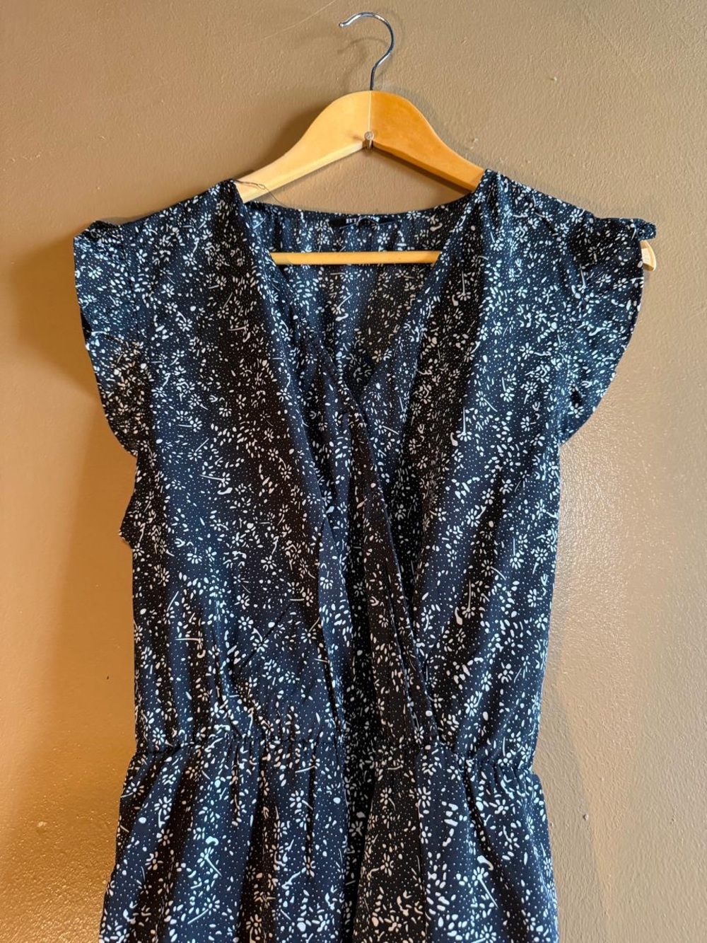 Women's Black Floral Wrap-Style Dress